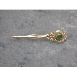 Silver brooch with jade, 1.3x5.8 cm