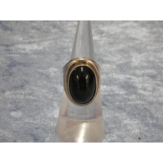 Sterling sølv Fingerring med sort onyx størrelse 50 / 15.9 mm, HS