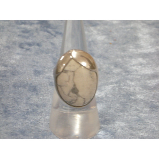 Sterling sølv Fingerring med mos agat /  howlit nr 36 størrelse 52.5 / 16.7 mm, NHH