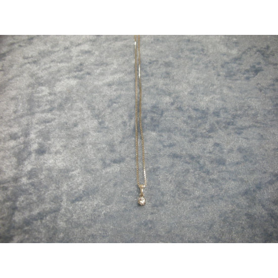 Sterling sølv Halskæde med zirkon vedhæng, 41 cm og 5 mm