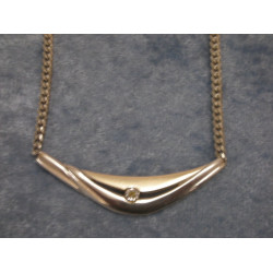 Sterling sølv Halskæde og vedhæng med lidt guld og zirkon, 44.5 cm