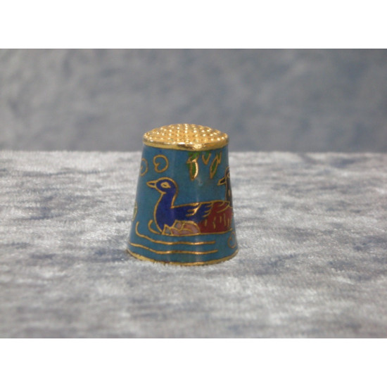 Thimble in Cloisonne turquoise, 2.5x2 cm