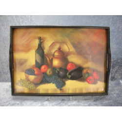 Black Wooden Tray with handles, 41.5x29.5 cm