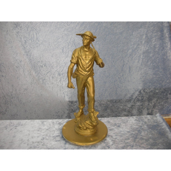 Man with scythe, Gold-plated alabaster, 34 cm