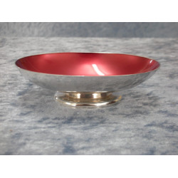 Silverplate Bowl with red enamel, 3x11x8 cm, Denmark