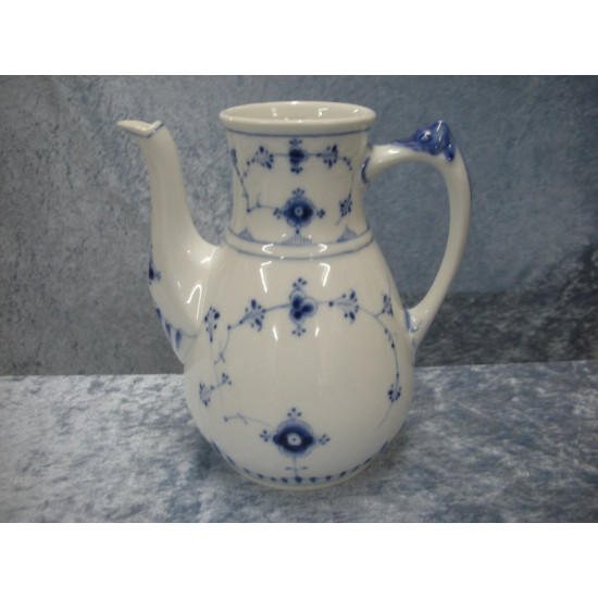 Fluted / Blue painted with dandruff edge, Coffee pot without lid, 18.5 cm